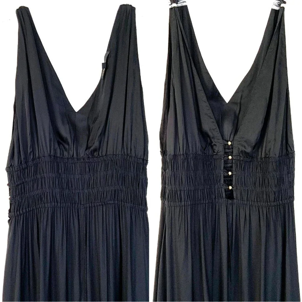 Maje Openwork Satin-Effect Black Maxi Dress Party Prom  Sz 38 (4) - Picture 13 of 16